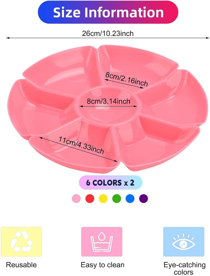 Zalaxt 12 Pcs Plastic Snack Serving Tray, Chip and Dip Serving Tray, Sectioned, Divided Plates Platter for Snack, Nuts, Candy, Dried Fruit, Veggies - Image 3